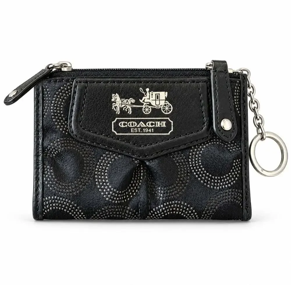 Coach Signature C Coin Purse Key Pouch Black Horse Carriage Logo Vintage Y2K